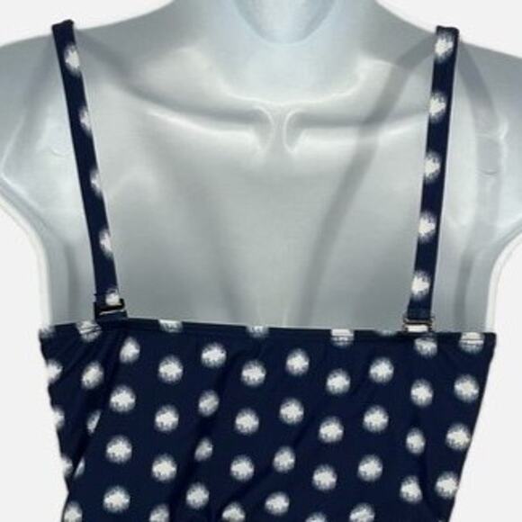 Bikini Swimsuit Peplum Top with Burst Circle Print in Blue and White Size XS - Picture 7 of 8